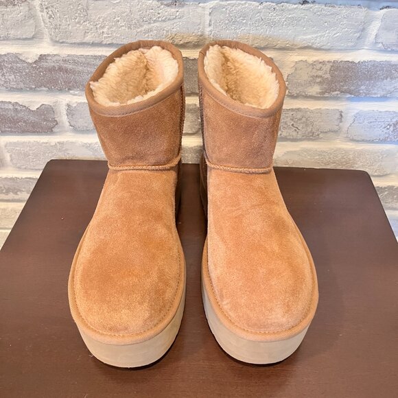 Ugg Classic Mini Platform Chestnut Boots Womens Size 10 SN 1134991 Booties - Picture 2 of 9